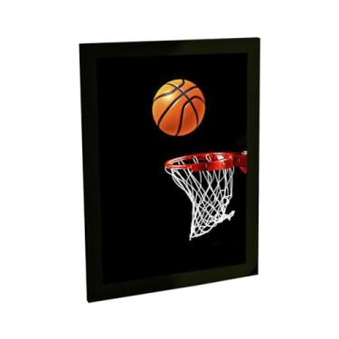 Imagem de Quadro Decorativo Basquete Cesta No Escuro Ilustração Decoração Poster Quarto Sala