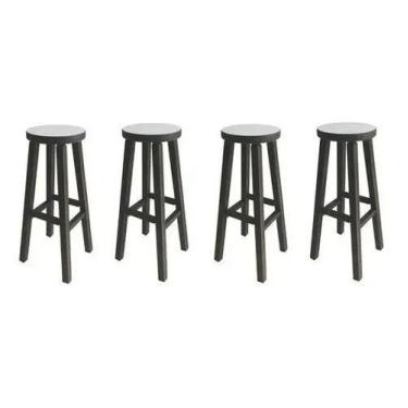 Imagem de Kit 4 Banqueta Alta Hardman Madeira Padrão Nogueira  Assento redondo M