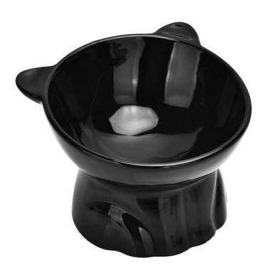 Imagem de Tigela elevada para comida de gato, tigela de água inclinada e levantada de cerâmica de 255 g, antivômito e protege animais de estimação, pratos para gatos gordos, gatos internos, gatinhos, cães