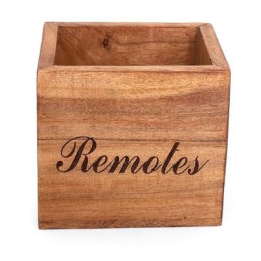 Imagem de Suporte organizador de controle remoto de madeira feito à mão para mesa de cabeceira, mesa de cabeceira, poltrona, controle remoto, economia de espaço, organizador de mídia para TV, ideia de presente