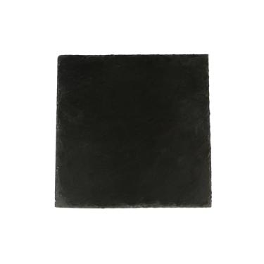 Imagem de Restaurantware Bandeja de servir de ardósia, 1 pacote com pés de espuma de 25,4 x 25,4 cm, placa de pedra de charcutaria, bordas rústicas, congelável, quadrada, preta, para exibição de queijos para