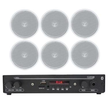 Imagem de Kit Som Ambiente Bluetooth + 6 Arandela Quadrada Teto Gesso - Le Son