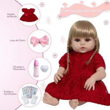 Imagem de Bebe Reborn de Silicone Loira Linda Com Vários Acessórios - Cegonha Re