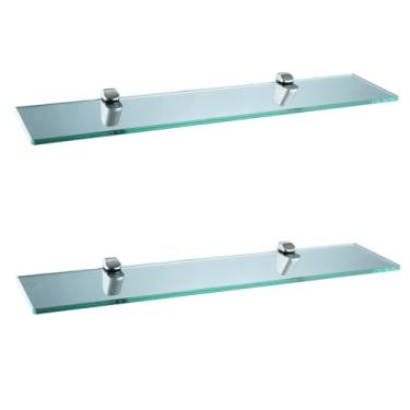 Imagem de XVL Prateleira de vidro para banheiro GS3003AX-2 para armazenamento de vidro temperado escovado, 2 peças