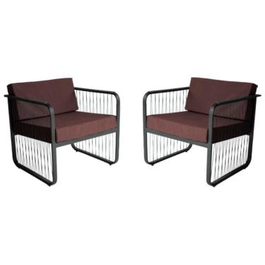 Imagem de Conjunto 2 Poltronas área Externa Fibra Sintética Santiago Preto-marrom