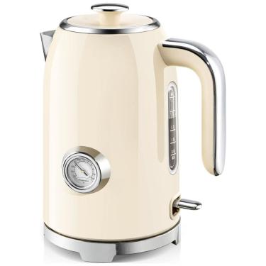 Imagem de Chaleira Elétrica Retrô 1,6 Litros com Termostato 1500W, 110v, SUSTEAS 1309BT, Bege