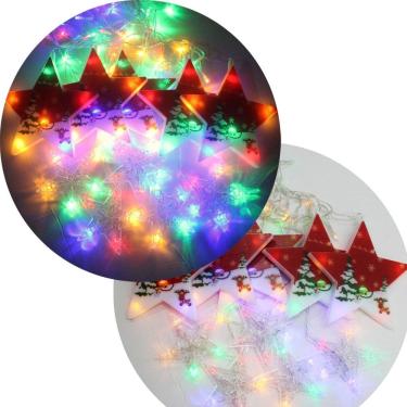 Imagem de Varal Pisca LED Decoração Estrelas Natal Noel Colorido De 3M