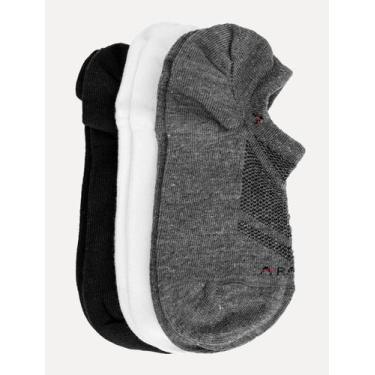 Imagem de Meia Aramis Masculina Invisível Sport Branca Preta Grafite Mescla Kit 
