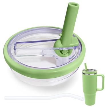 Imagem de Substituição de tampa de canudo flip de 1,134 g compatível com copo Stanley, à prova de vazamento, livre de BPA, verde claro