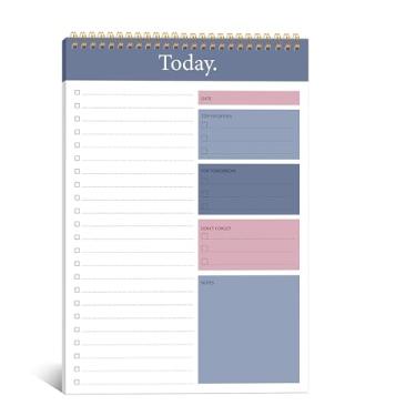 Imagem de KMQOY Bloco de notas para fazer – Bloco de notas diário sem data, bloco de notas espiral Today Planner papel grosso premium 16,5 cm x 25 cm para trabalho e organização pessoal
