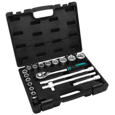 Imagem de Jogo de Ferramentas Encaixe 1/2pol Cromo Vanadio Maleta Plastica 18pcs