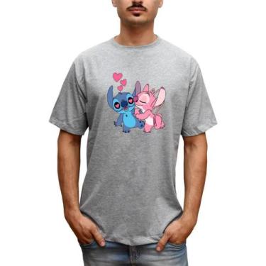 Imagem de Camiseta Masculina Lilo & Stitch Casal Apaixonado Tumblr - Bella Store