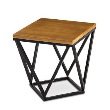 Imagem de Mesa Lateral Stillus Média Tampo Mel Estrutura Aço Carbono Preta - 685