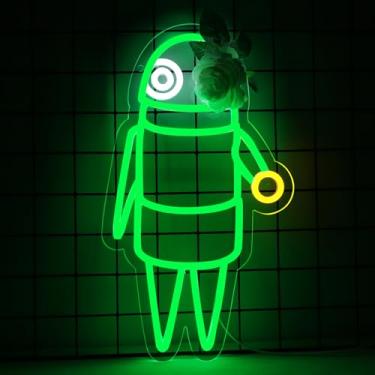 Imagem de JFLLamp Sinais de néon de robô verde para decoração de parede, luzes de néon para quarto, placas de LED, adequadas para dormitório, homem, caverna, presente de Natal