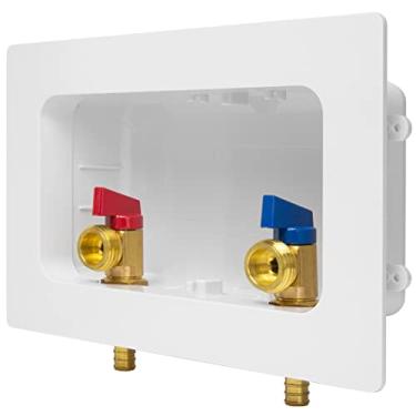 Imagem de EFIELD Caixa de tomada premium para máquina de lavar roupa (Laundry), entrada Pex de crimpagem de 1/5.1 cm x conexão de saída MHT de 3/10.2 cm, com dreno central, (WM026)