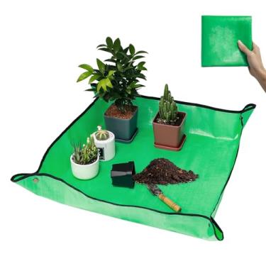 Imagem de VinYankee Tapete de replantio para transplante e controle de sujeira de solo, 68 x 68 cm tapete impermeável para vasos de plantas, bandeja de vasos de suculentas para vasos de plantas, ferramentas de