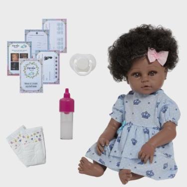Imagem de Bebê Reborn Articulado Diva Menina Cabelo Cacheado 46cm - Cegonha Rebo