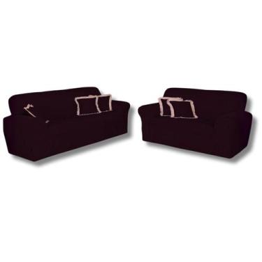 Imagem de Kit Capas Sofá 2 E 3 Lugares Adere Malha Gel Liso Econômico - Decorall