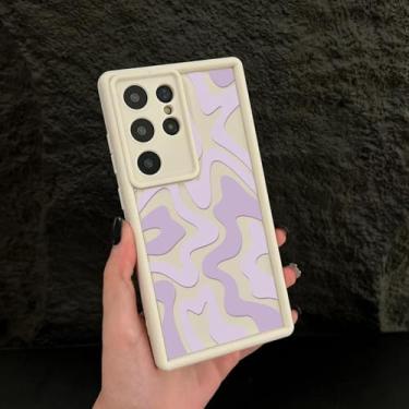 Imagem de YOGISU Capa macia com padrão listrado de luxo para Samsung A56 (para Samsung A56/Branco 031)