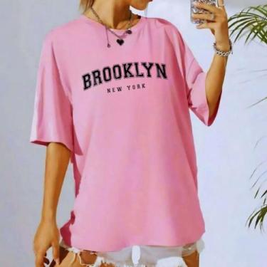 Imagem de Camiseta T-Shirt Feminina Brooklyn Moderna Streetwear Elegante 100% Al