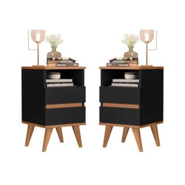 Imagem de Kit Mesa de Cabeceira Pop com Nicho e Gavetas Espaçosas - cal moveis, 