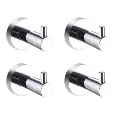 Imagem de Suporte de toalha de parede cromado em aço inoxidável 304 para banheiro, saboneteira, lava-louças, conjunto de banheiro (4 ganchos para roupão)