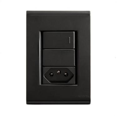 Imagem de Cj Interruptor Simples + Tomada 10A Liz Grafite Tramontina