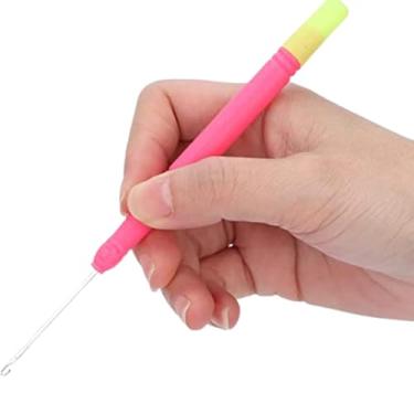 Imagem de Agulha de crochê, Agulhas de Roer As Ferramentas de Cabelo de Trança Portátil de Gancho de crochê para Trancar Cabelos Rosa