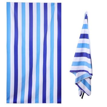 Imagem de DFFGGD Toalha de praia de microfibra e capa de telefone à prova d'água em uma caixa de presente. Toalha extra grande super absorvente leve de secagem rápida com listras grandes de 71 x 99 polegadas