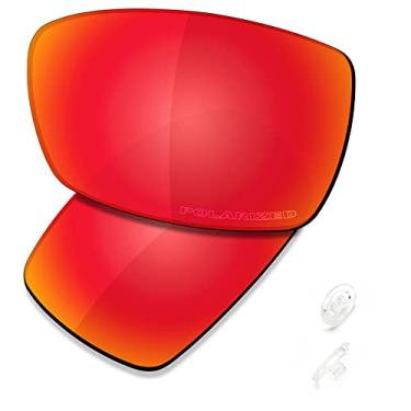 Imagem de SAUCER Lentes de reposição premium e protetores de nariz para óculos de sol Oakley Spike de alta definição - vermelho fogo polarizado