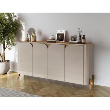 Imagem de Aparador Buffet Sala Memphis com Pés de Madeira Maciça - 2 Cores - CAS