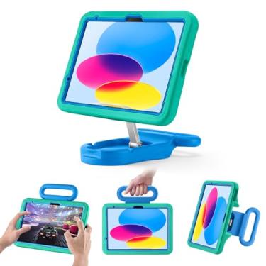 Imagem de Capa infantil para iPad (A16) 11ª/10ª geração 10,9 polegadas 2025/2022, suporte ajustável para retrato/paisagem/à prova de quedas com alça, capa adequada para crianças para iPad Air 11 (M3/M2) 2025