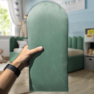 Imagem de Kit Cabeceiras Nuvem Infatil Estofada Cerquinha Modular Cama Solteiro Casal King Queen 45X20 Módulos Adesivos (Verde, Solteiro em L)