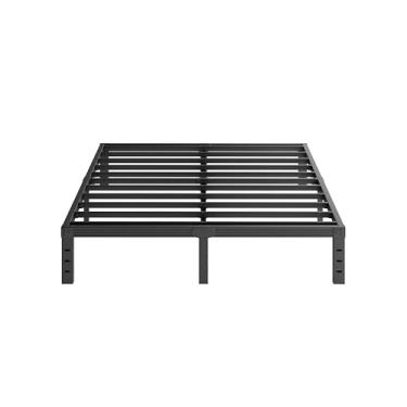 Imagem de Furnitui Estrutura de cama casal de metal de 30,5 cm, estrutura de cama de plataforma tamanho completo, sem necessidade de mola box, montagem fácil, sem ruído, resistente, preta