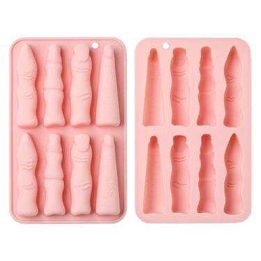 Imagem de UR URLIFEHALL 2 peças de moldes falsos de silicone em forma de dedo moldes de chocalato para assar alimentos, fazer geleia, doces, biscoitos, decoração de bolo