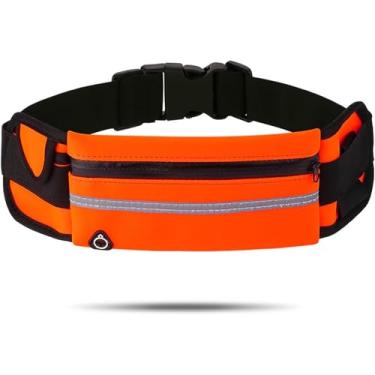 Imagem de Pochete Esportiva Impermeável com Porta Celular e Suporte para Garrafa – Cinta de Corrida Ajustável com Faixa Refletiva para Bike, Academia, Trilhas e Caminhadas (Laranja)