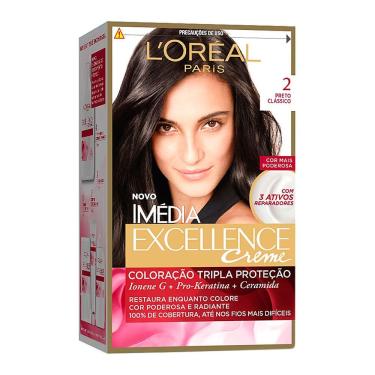 Imagem de Tintura Creme Imédia Excellence L`oréal Preto Clássico 2 Kit