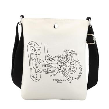 Imagem de BNQL Bolsa transversal de anatomia da orelha interna, presentes de audiologista, presente de anatomia da orelha, presente de terapeuta vestibular, presentes para deficientes auditivos, bolsa tiracolo