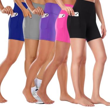 Imagem de KIT 5 SHORTS Bermuda Leg Legging LISO com BOLSO Suplex Reforçado Fitness Academia Yoga 1056-Feminino
