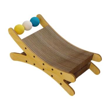 Imagem de Fenteer Arranhador de gato de papelão, cama para gatos, gatos internos, gatinhos, sofá de papelão, almofada para arranhar, espreguiçadeira para brincar e, Cor de Madeira
