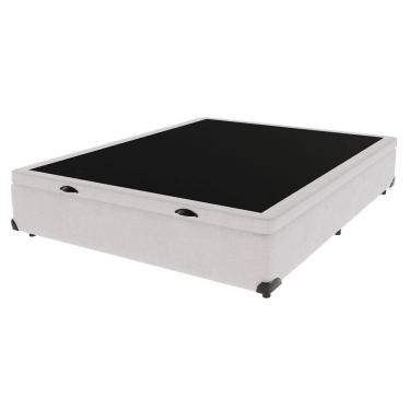 Imagem de Base Box Com Baú Bege Viúvo 128cm De Madeira Kazamix Branco