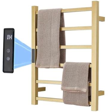 Imagem de Aquecedor De Toalhas Parede Dourado, Temporizador Embutido Controle Temperatura,6 Barras Toalheiros EléTricos Aquecidos Para Banheiro/Toalete/Aquecedor Toalhas Hotel,Gold220V