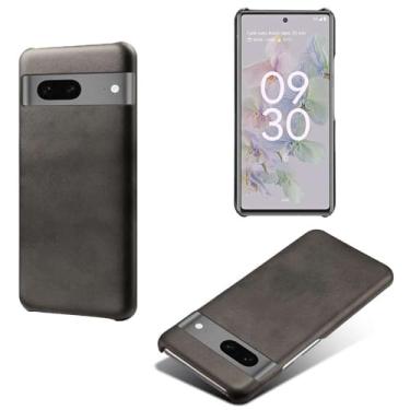 Imagem de Capa para Google Pixel 7A,Proteção contra quedas,Casca de volta de cor sólida simples,Design de couro de imitação de plástico-Black