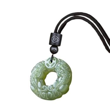 Imagem de CUTEZING Pingente de Jade Verde Dragão-Pixiu Jade Moda Runas Dupla Face Gravura Pingentes Colar Joias Chinesas Esculpidas à Mão Relaxar Cura Mulheres Homem Sorte Presente