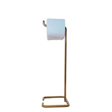 Imagem de Suporte Porta Papel Higiênico de Chão para Banheiro com Base Dourada e