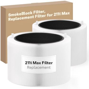 Imagem de Leemone Pacote com 2 filtros Blue Pure 211i Max SmokeBlock de substituição compatível com purificador de ar Blue Pure 211i Max, compare com a peça #F2MAX