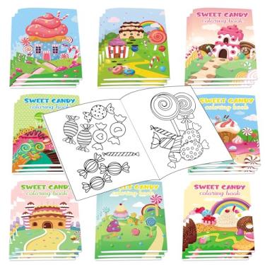 Imagem de Lyosehy 24 minilivros de colorir Candyland doces lembrancinhas de festa Lolipop livros de colorir a granel para crianças com tema de candyshop para festa de aniversário livro de desenho e artesanato