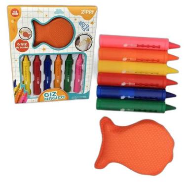Imagem de Giz Mágico Brinquedo De Banho Para Bebês 6 Cores E Apagador - Zippy To