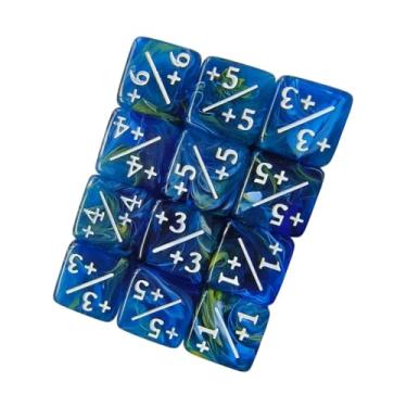 Imagem de TTETTZ 10 peças de dados digitais de contagem, fichas educacionais de adição e subtração matemática, material didático de matemática, 6 lados, 16 mm, Azul