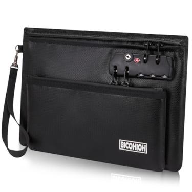 Imagem de Bolsa de dinheiro à prova de fogo com fechadura, bolsa de dinheiro, bolsa de armazenamento valiosa, cofre à prova de fogo, bolsa de dinheiro com zíper (preto, pequeno)